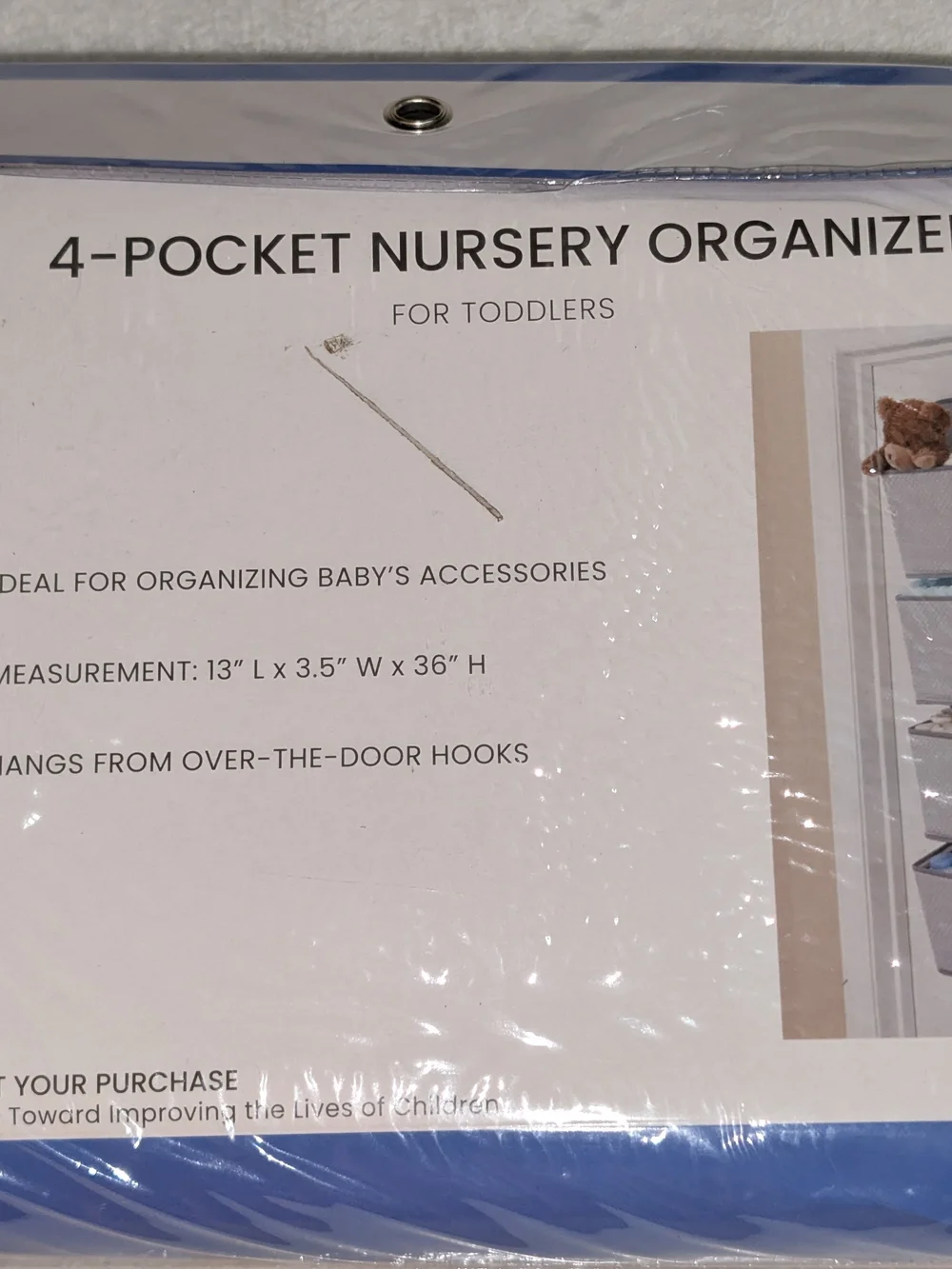 Delta Children 4 Pocket Nursery Organizer Dove Gray Over Door Baby Storage NEW
